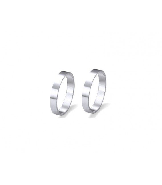 Aliança Plana Or Blanc 18kt