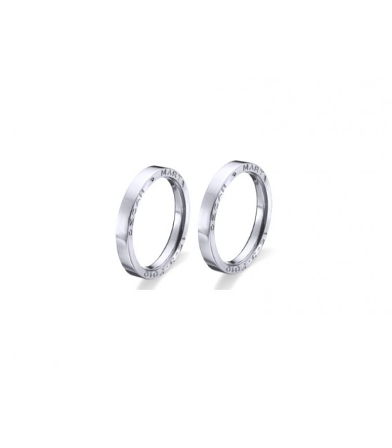 Aliança Plana Or Blanc 18kt Mat Esquerda