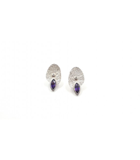 Pendientes plata diamante y circonita lila