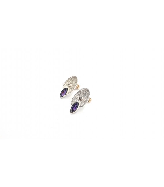 Pendientes plata diamante y circonita lila