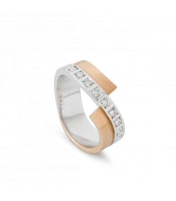 Anell d or blanc i rosa i diamants 0.40 ct