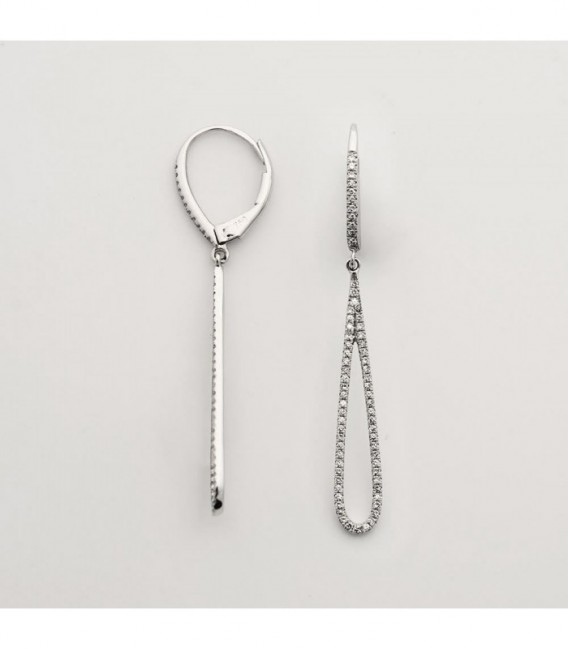 Arracades Llarga en Or Blanc amb Diamants – Núvia