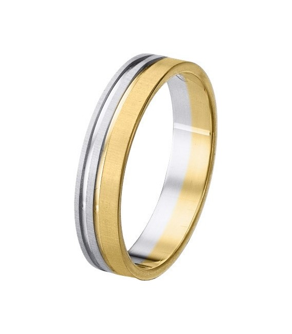 Aliança Or 18kt Bicolor Plana Doble Esquerda