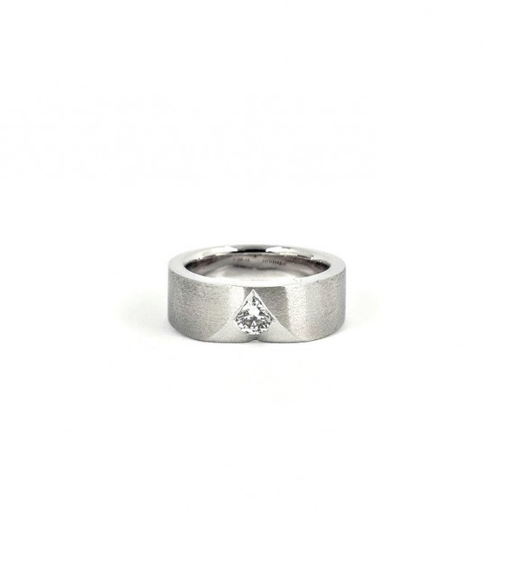 Anell Solitari Or Blanc 18KT 1 Diamant