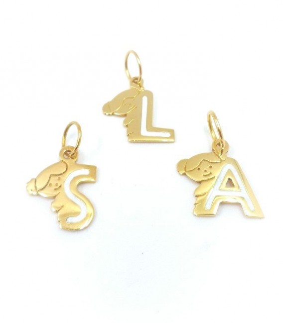 Penjoll Lletra Or 18KT Esmaltat