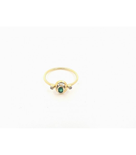 Anillo Oro 18kt Esmeralda Diamantes