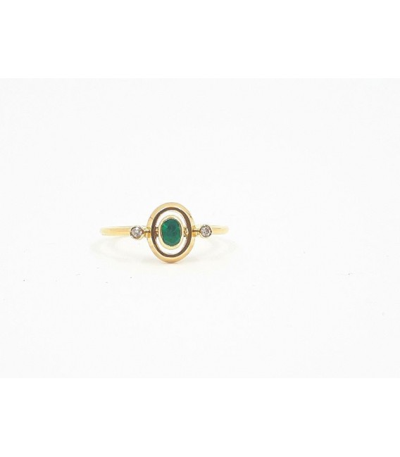 Anillo Oro 18kt Esmeralda Diamantes