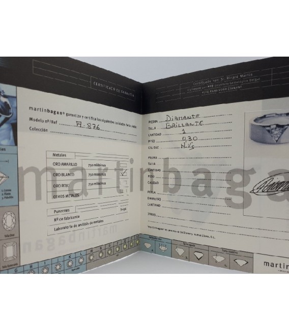 Anell Solitari Or Blanc 18KT 1 Diamant